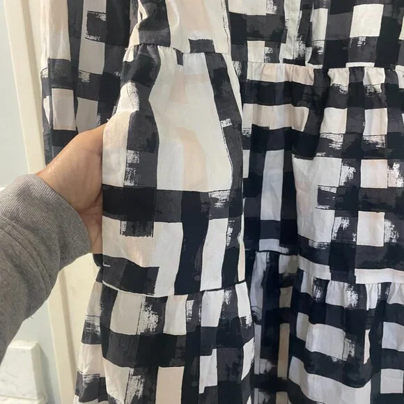 Maeve Bettina Tiered Shirt Dress Size Medium, Geometric print, puff sleeves - Picture 6 of 10